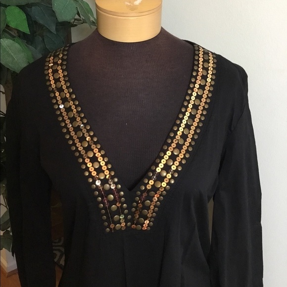 Kenneth Cole XL black v neck with sequins - Picture 4 of 16